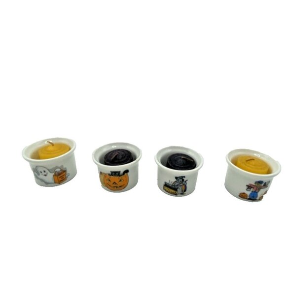 Vintage Other - 4 Vintage 1988 MSR Imports Halloween Porcelain Candle Holders Ghost Witch Cat